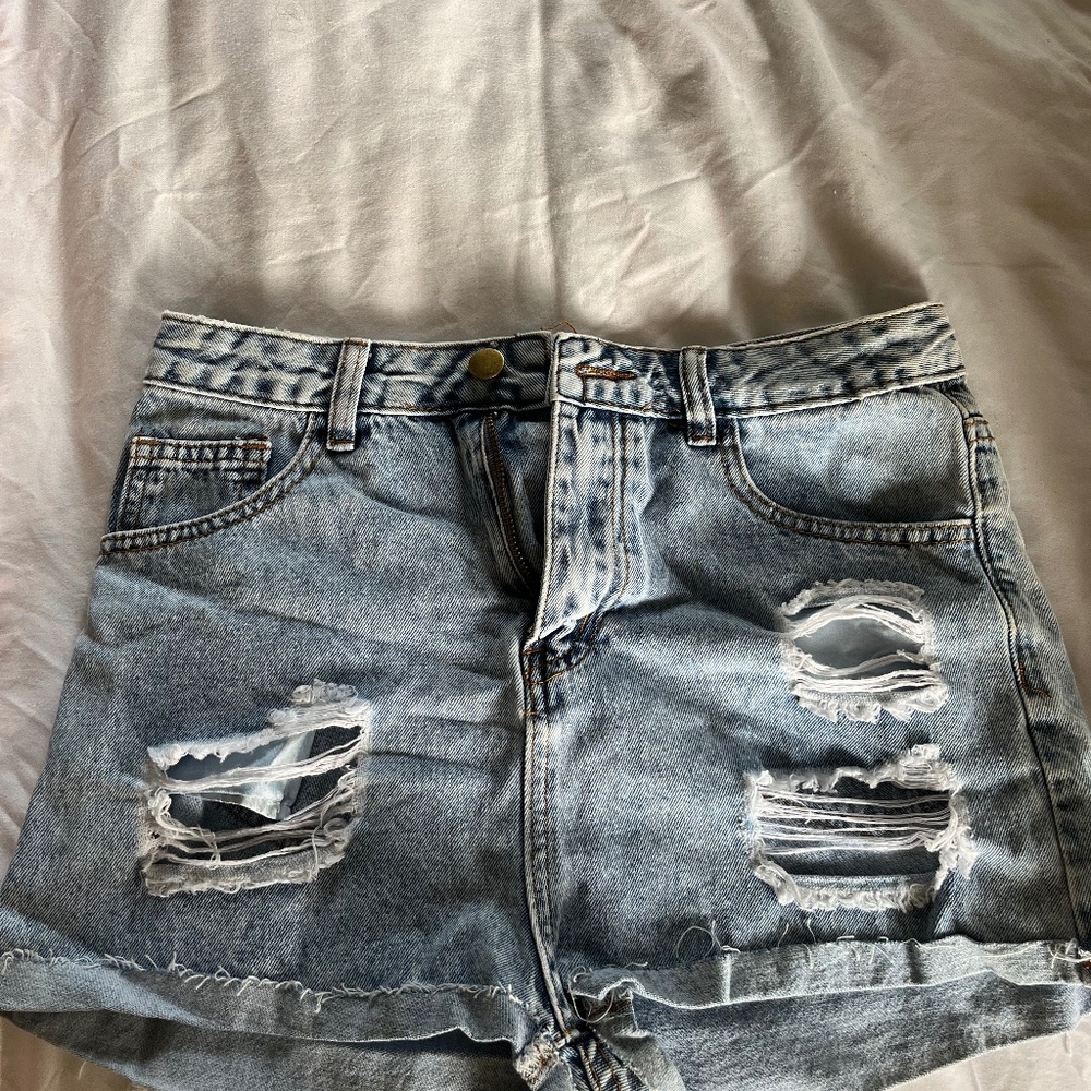 Ripped jean shorts